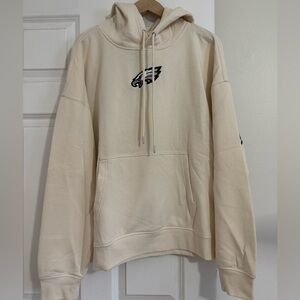 NFL Eagles Cream Hoodie with Embroidered Logo